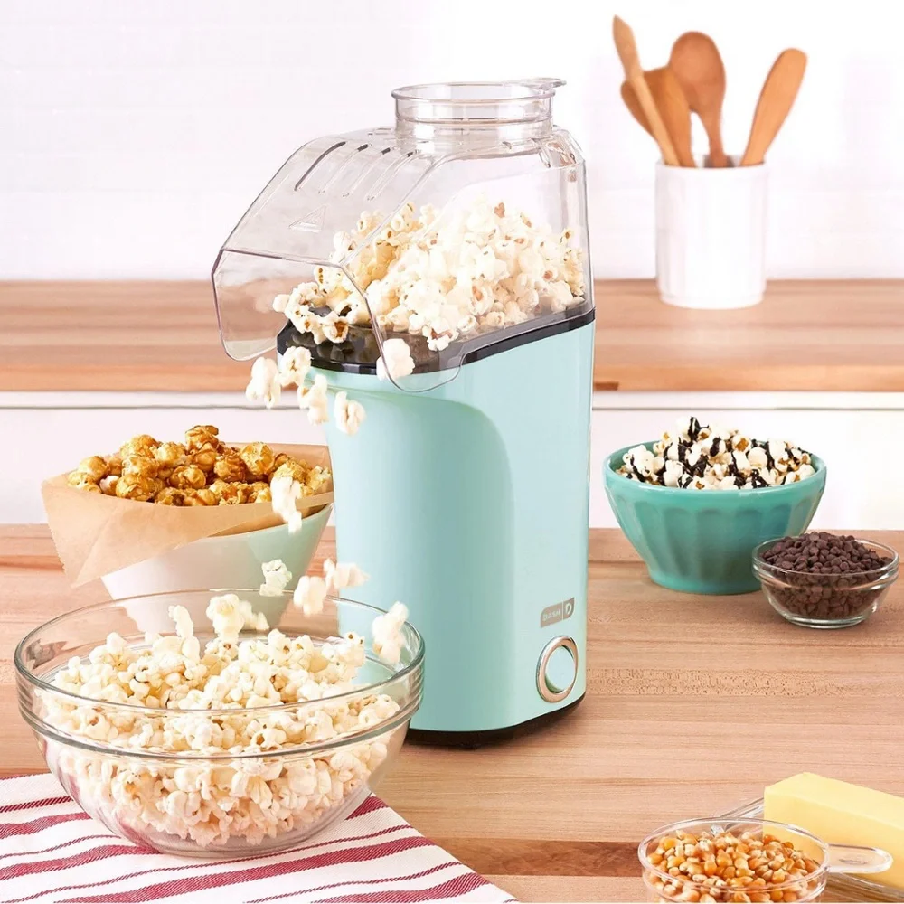 DASH Hot Air Popcorn Popper Maker Kernels + Melt Butter, 16 Cups - Aqua